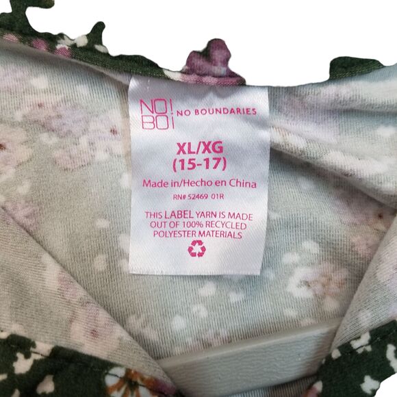 No Boundaries Womens Sz XL Green Floral Sleeveless Sundress - Picture 2 of 9